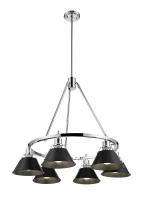  3306-6 CH-BLK - Orwell CH 6 Light Chandelier in Chrome with Matte Black shades
